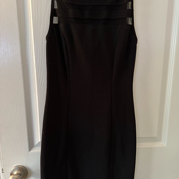 Black mini dress with mesh sheer striping junior sizing - Picture 4 of 8